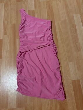 Beyond Yoga One-Shoulder Pink Ruched Dress